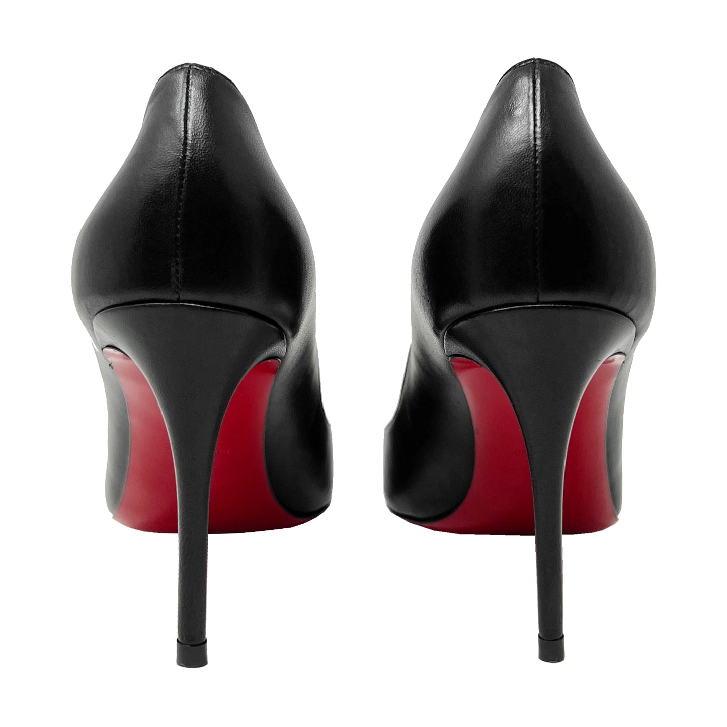 Christian Louboutin Eloise 85 Black Leather Classic Almond Toe Heels Pumps Size EU 39