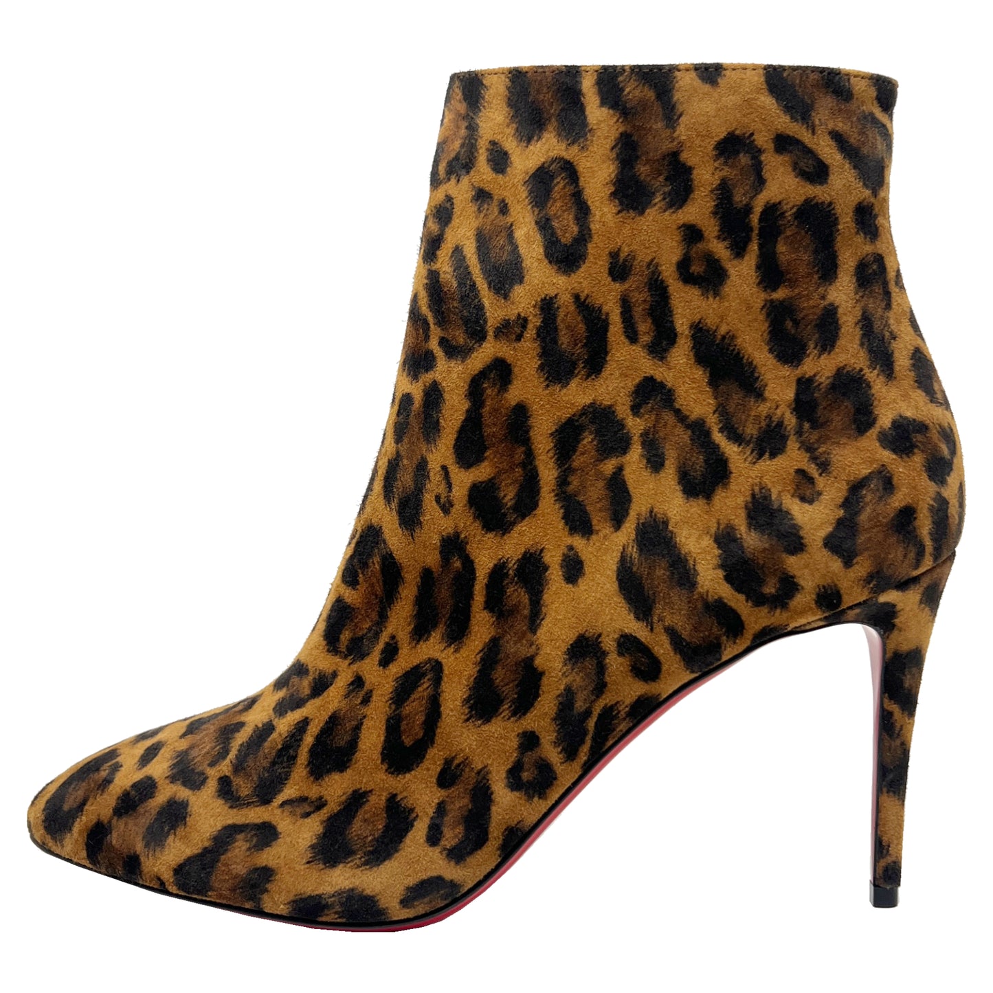 Christian Louboutin Eloise 85 Suede Leopard Animal Print Ankle Boot Heels Size Eu 38