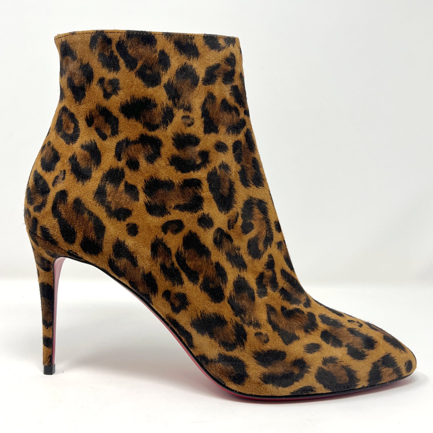Christian Louboutin Eloise 85 Suede Leopard Animal Print Ankle Boot Heels Size Eu 38
