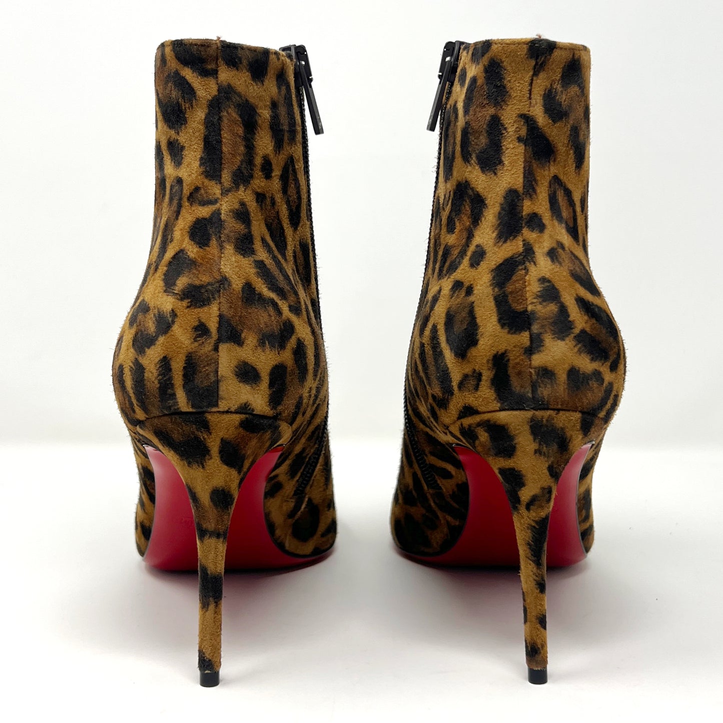 Christian Louboutin Eloise 85 Suede Leopard Animal Print Ankle Boot Heels Size Eu 38