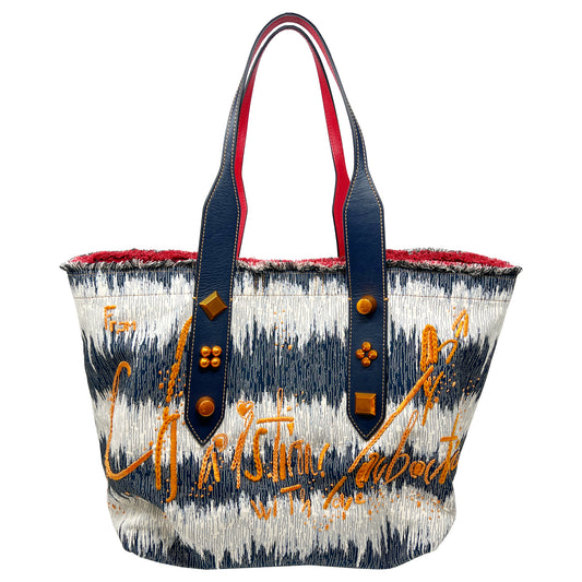 Christian Louboutin Cloth Frangibus Kansai Embroidered Embellished Tote Bag