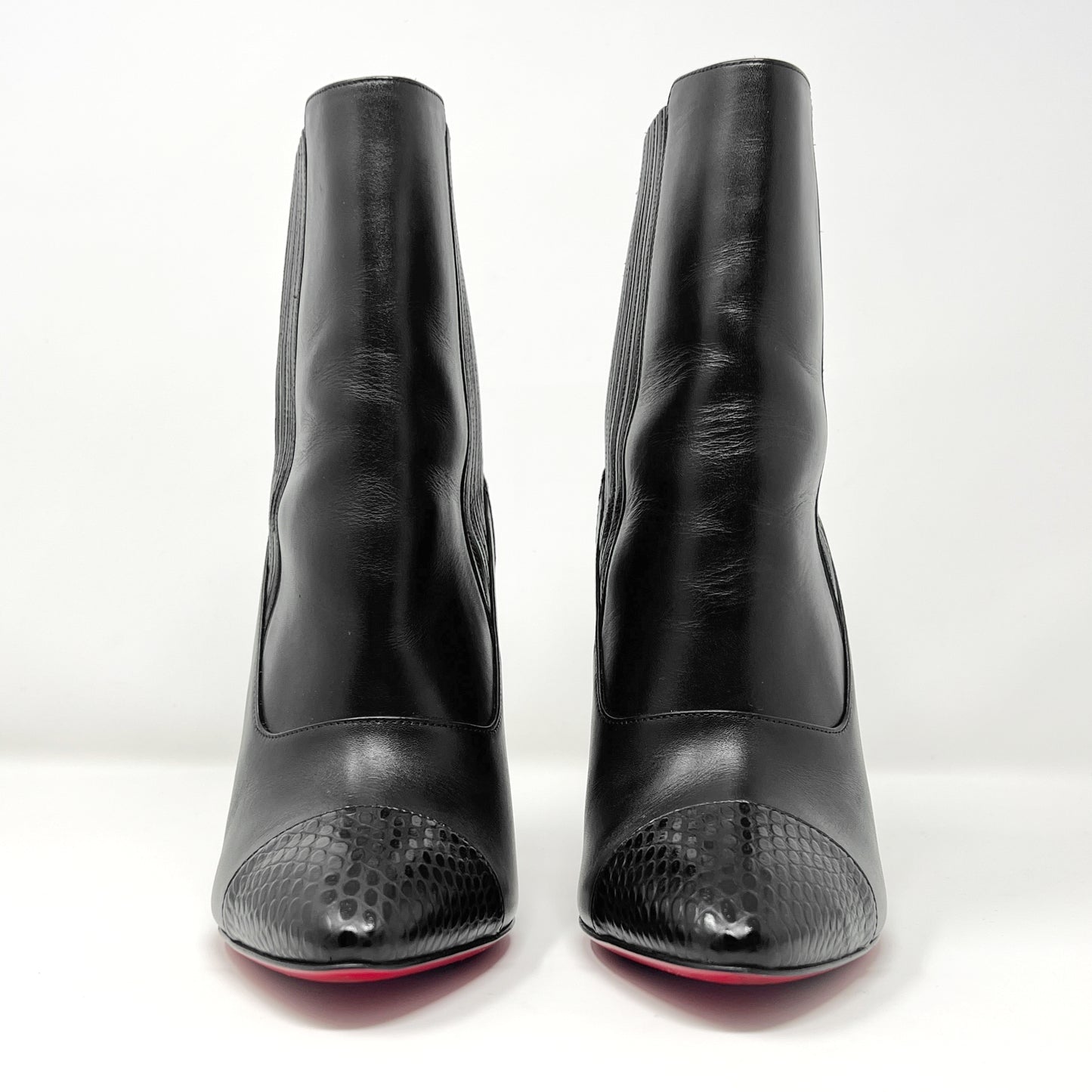 Christian Louboutin Me in the 90's 100 Black Leather Calf High Heels Boots Size EU 37.5