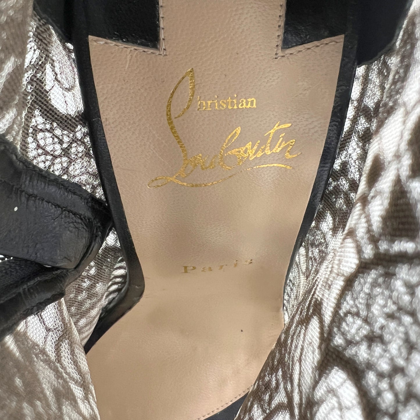 Christian Louboutin Tennissima 100 Black Guipure Lace Mesh Tall Knee High Boots Size EU 39