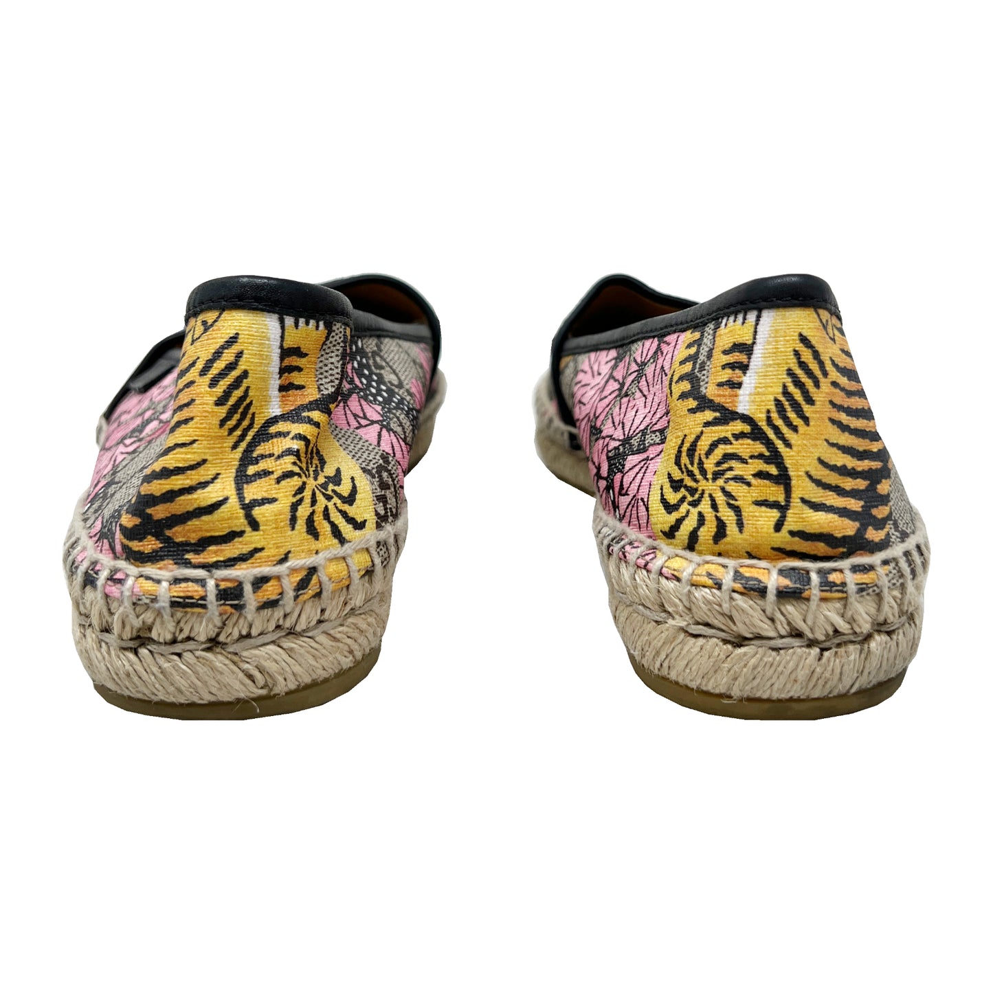 Gucci Bengal Tiger Floral Supreme Monogram Canvas Round Toe Espadrilles Flats Size EU 37.5