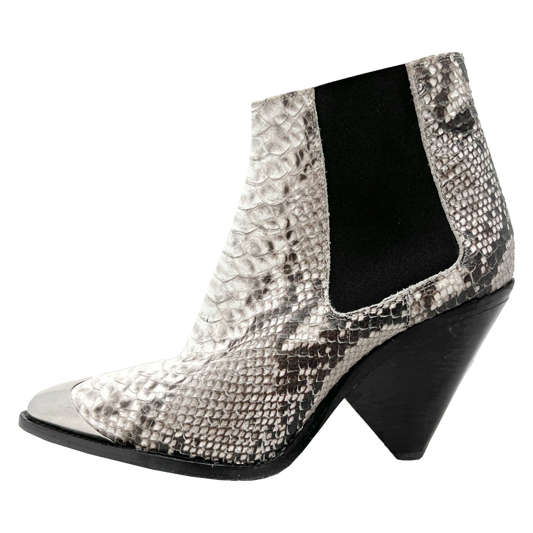 Isabel Marant Lemsey Snakeskin Leather Metal Pointed Toe Western Ankle The Global Collective Co