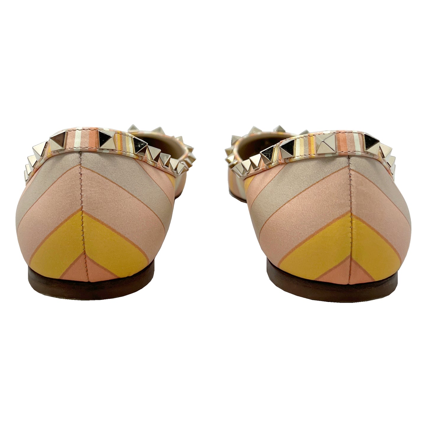 Valentino Rockstud Navajo Striped Leather Studded Multicolor Pointed Toe Flats Size EU 40.5