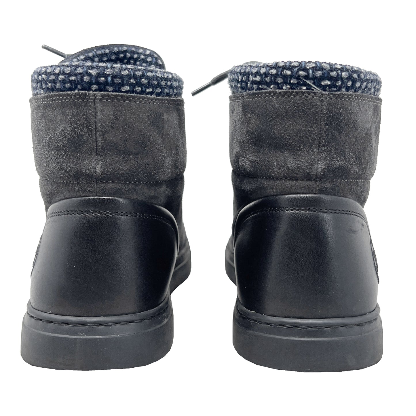 Chanel Gray Suede Tweed Top Sneakers Size EU 40