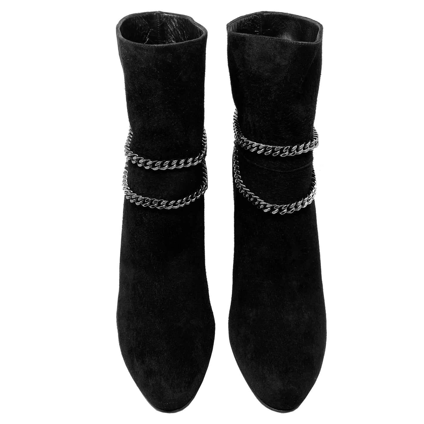 Saint Laurent Debbie 100 Suede Double Chain Ankle Boots