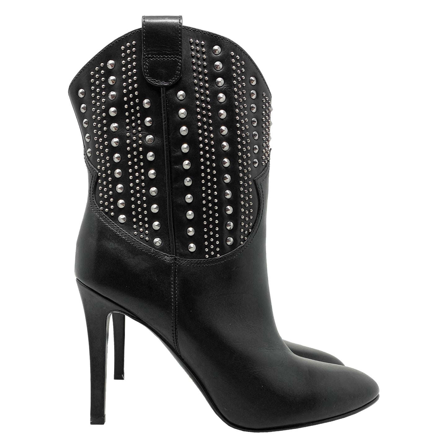 Saint Laurent Debbie Studded Leather Mid-calf Boots