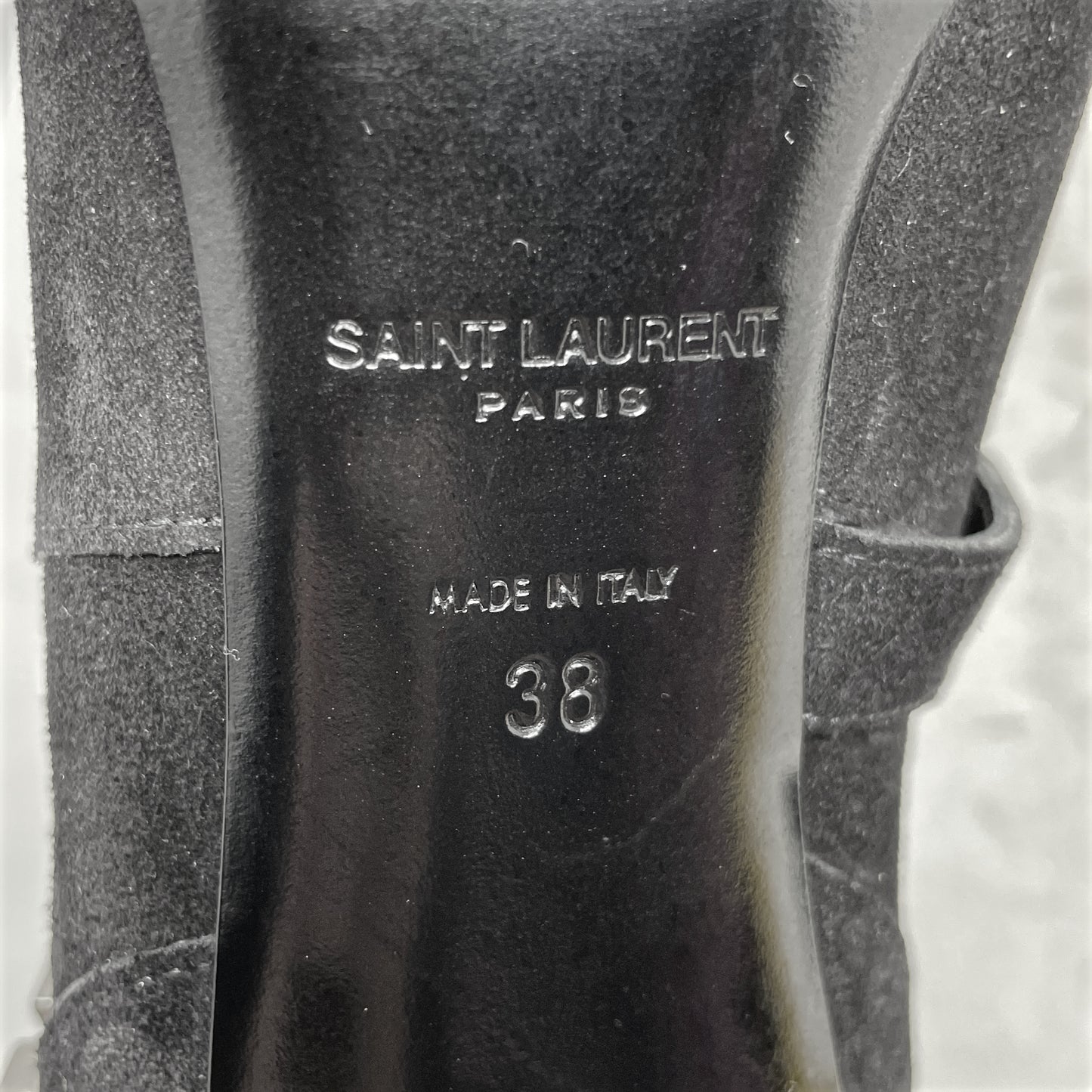 Saint Laurent Suede Pointed Buckle Toe Ankle Boots Size 38