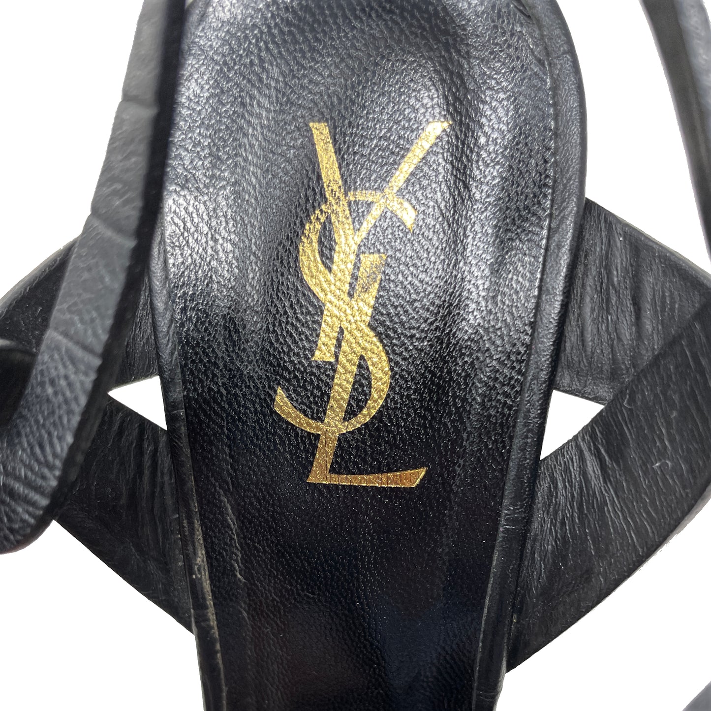 Saint Laurent Tribute 120 Black Embossed Leather Platform Sandals Size EU 40.5