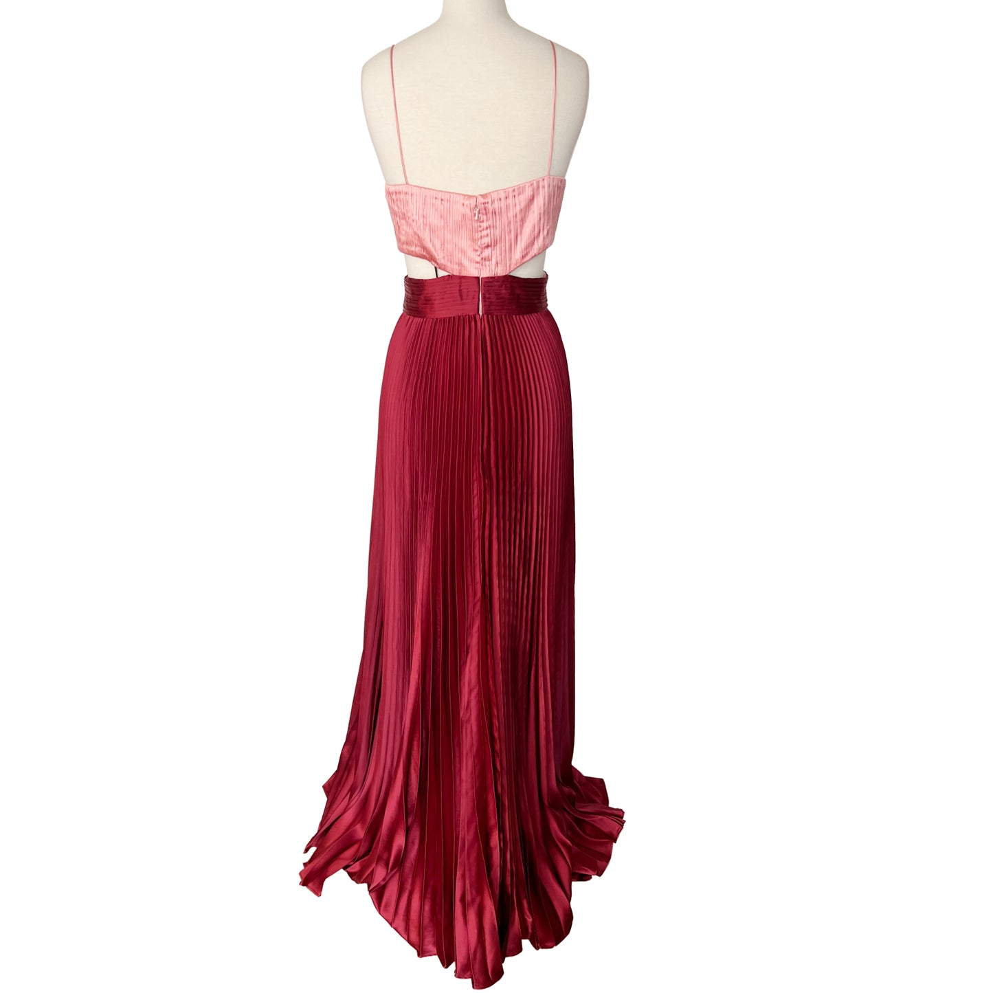 AMUR Elodie Two Toned Cut Out Pleated Satin Gown With Side Slit Long Gown Size US 10