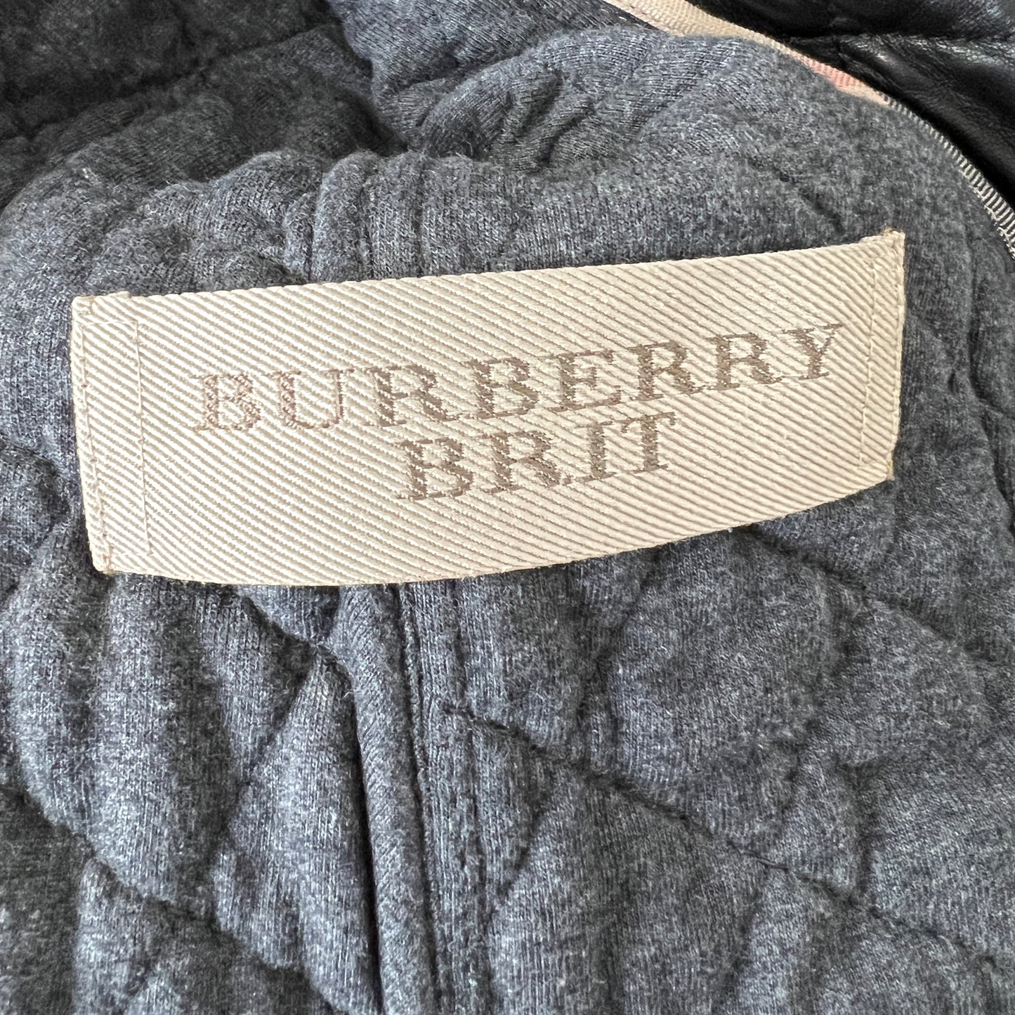 Burberry Brit Black Quilted Leather Double Breasted Trench Coat Jacket Size US 2