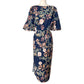 Cara Cara Blue Cotton Floral Print Andrea Puff Sleeve Cutout Midi Dress
