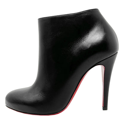 Christian Louboutin Belle 100 Black Leather Round Toe High Heels Ankle Boots Size EU 37.5