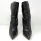 Christian Louboutin Ishtar Black Leather Mid Calf Pointed Stiletto Heels Boots Size EU 39