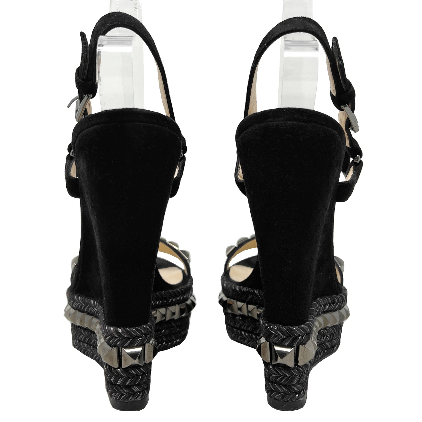Christian Louboutin Suede Cataclou Studded Platform Espadrille Wedge Sandals Size EU 39