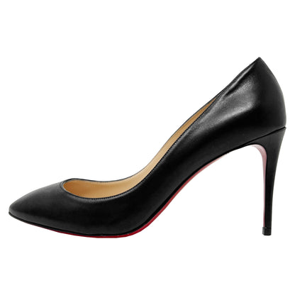 Christian Louboutin Eloise 85 Black Leather Classic Almond Toe Heels Pumps Size EU 39