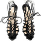 Christian Louboutin Flamequeen 120 Black Leather Strappy Lace Up Heels Sandals EU 37