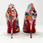 Christian Louboutin Hot Chick 100 Multicolor Oh Xtian Print Pointed Heels Pumps Size EU 36