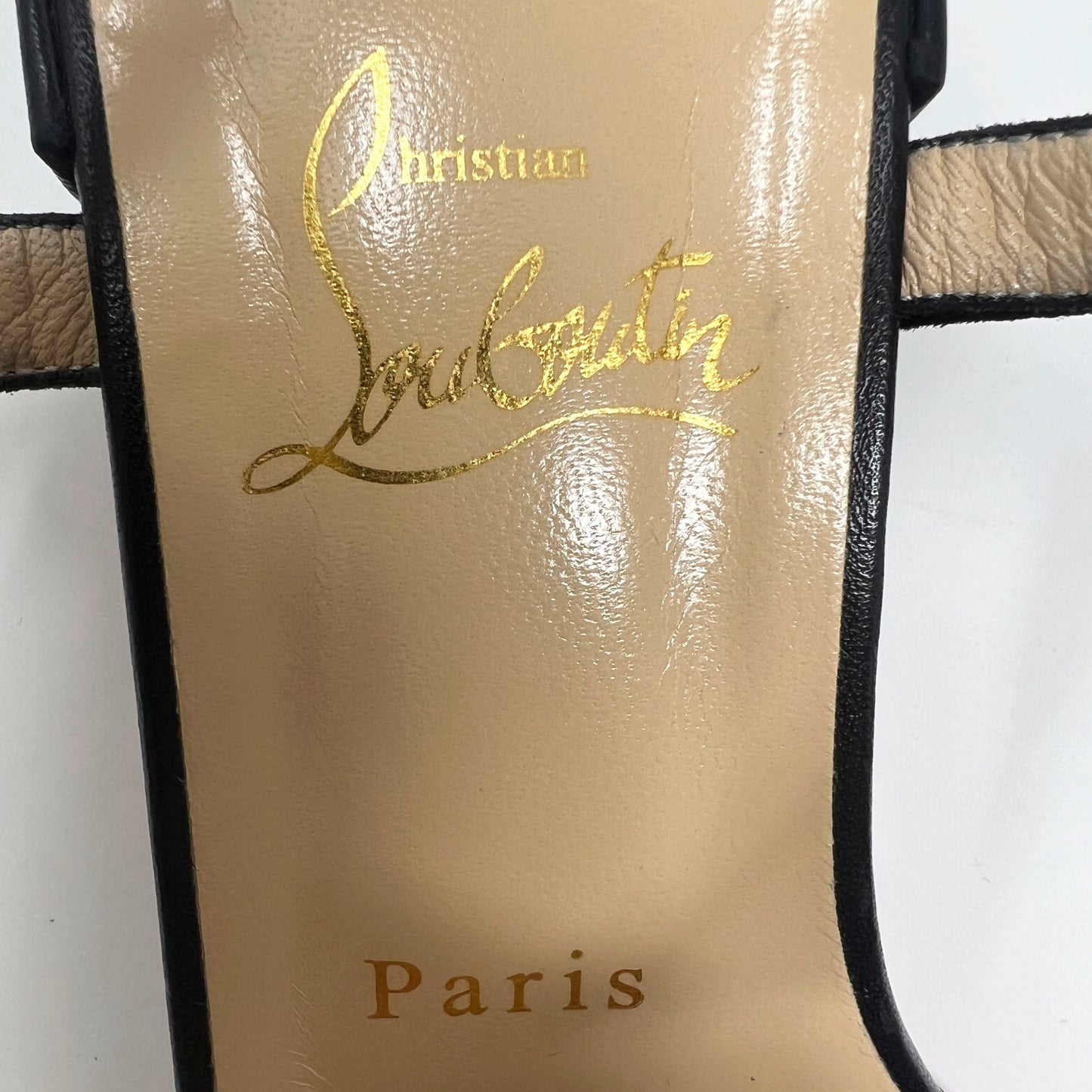 Christian Louboutin Kaleidra Metallic Silver Gold Studded Black Leather Sandals Size EU 39.5