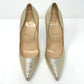Christian Louboutin So Kate 120 Gold Foil Crinkled Leather Pointed Pumps Heels Size EU 39