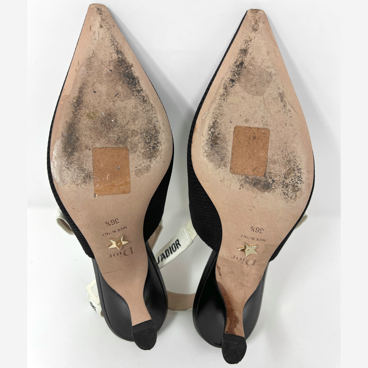 Dior J'Adior Black Fabric Pointed Toe Low Heels Logo Bow Slingback Pumps