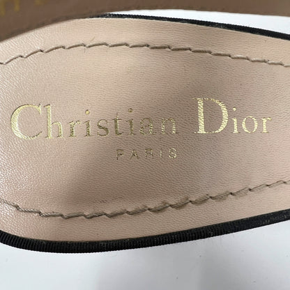 Dior J'Adior Multicolor Velvet Polka Dot Black Mesh Pointed Logo Slingback Pumps Size EU 39