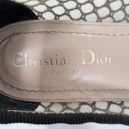 Dior Miss J'ADior Logo Ribbon Mary Jane Black Resille Ballet Flats Size EU 38