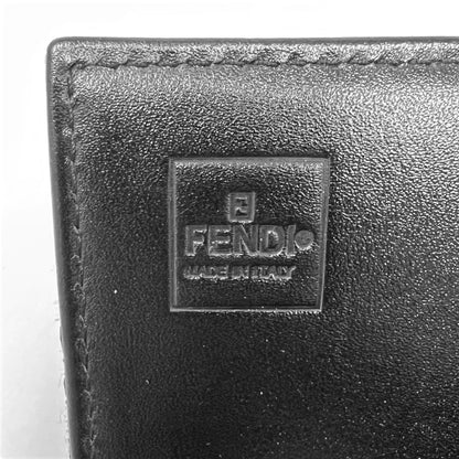 Fendi Zucchino Baguette Black Monogram Logo Bifold Continental Flap Wallet