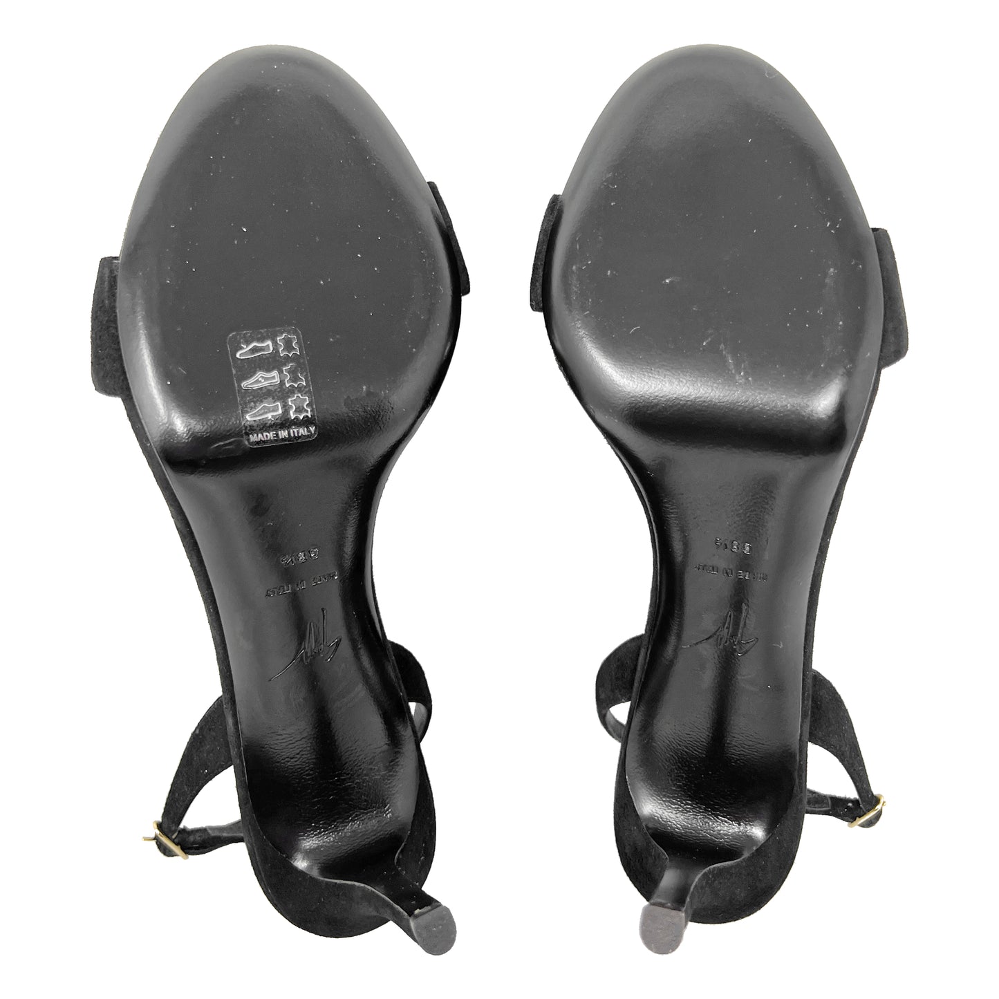 Giuseppe Zanotti Gem Crystal Embellished Black Suede Slingback High Heel Sandals Size EU 38.5