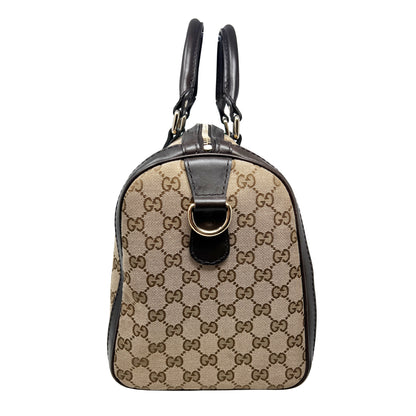 Gucci GG Supreme Monogram Leather Trim Vintage Web Boston Bag