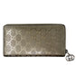 Gucci Imprime Bronze Metallic Monogram Canvas Leather Continental Zip Wallet