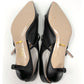 Gucci Zumi Interlocking Logo Black Leather Pointed Toe Low Heels Slingback Pumps Size EU 38