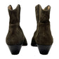 Isabel Marant Dewina Cowboy Western Pointed Toe Brown Olive Suede Ankle Boots Size EU 38