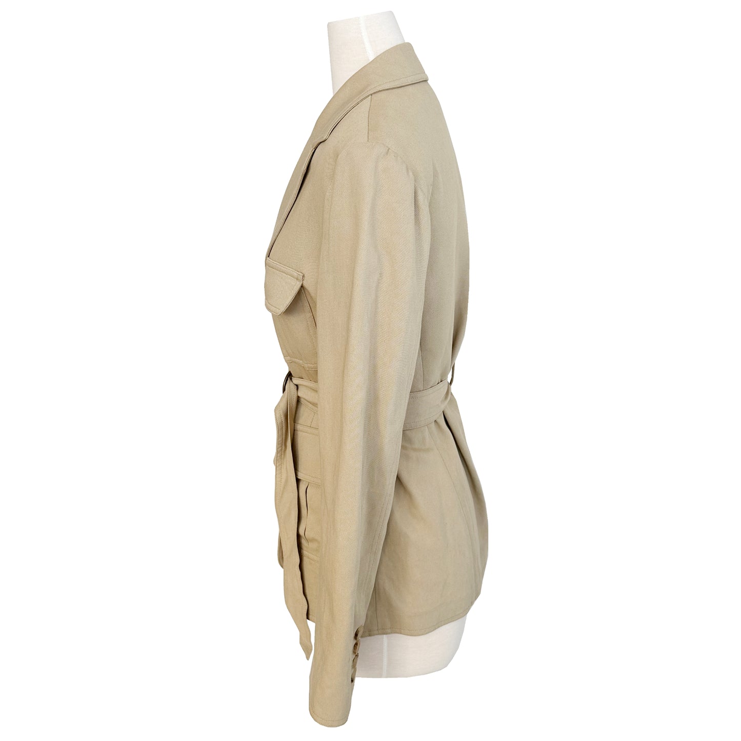 Nili Lotan Tan Khaki Hunt Safari Style Belted Multi-pocket Twill Blazer Jacket Size US 8