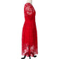 Self Portrait Dress Red Guipure Lace Puff Short Sleeve V Neck Midi Dress Size US 8