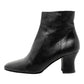 The Row Bowin Black Leather Curved Heel Zip Up Curved Block Heels Ankle Boots