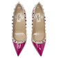 Valentino Rockstud Studded Two Tone Pink Patent Leather Pointed Pumps Heels Size EU 37.5