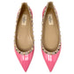 Valentino Rockstud Studded Two Toned Pink Tan Patent Leather Pointed Toe Ballet Flats