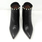 Valentino Garavani Rockstud Black Leather Studded Pointed Block Heel Ankle Boots Size EU 37.5