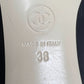 Chanel Black Leather Cap Toe Pearl Heel Pumps Size EU 38