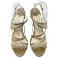 Jimmy Choo Visby Metallic Leather Straps and Mesh Sandals Size EU 39