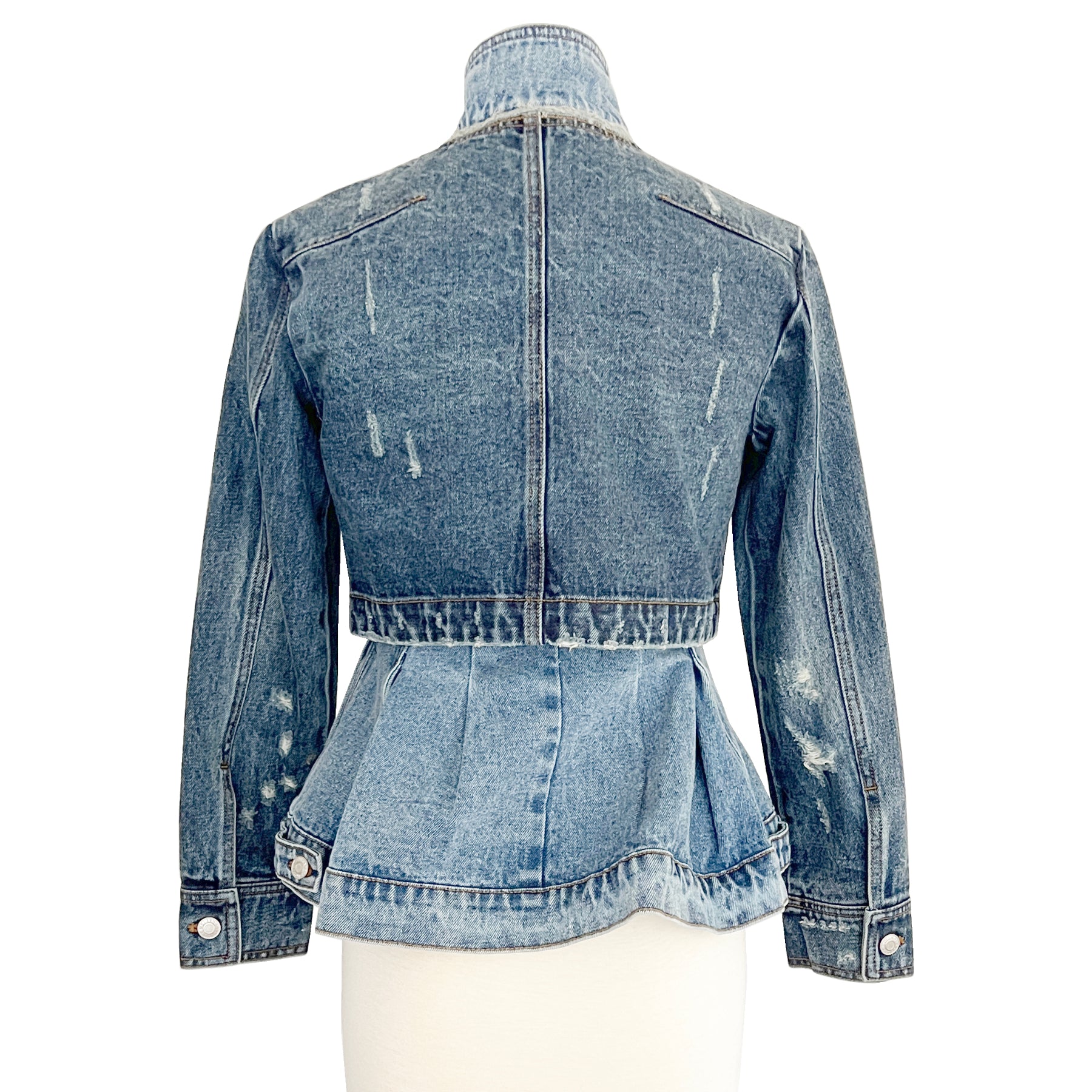 Alexander McQueen Layered Fitted Multi-panel Denim Jacket Size US