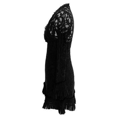 Alexis Nuray Black Lace Deep V Mini Dress Size XS