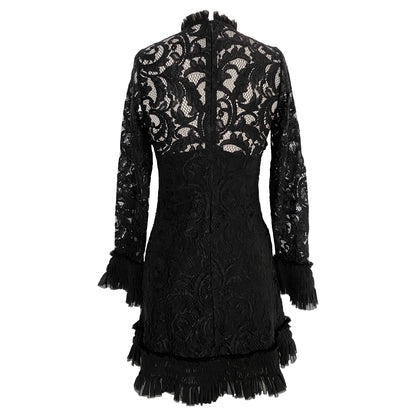 Alexis Nuray Black Lace Deep V Mini Dress Size XS