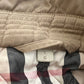 Burberry Brit Tan Khaki Leather Trim Quilted Puffer Double Breasted Jacket
