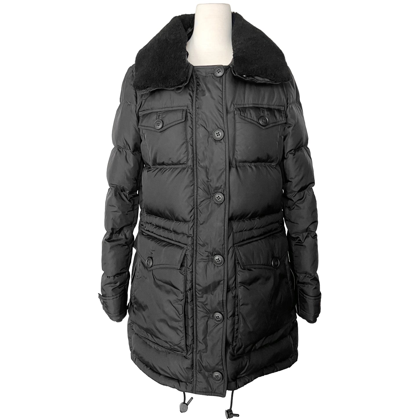 Burberry Brit Shearling Collar Black Quilted Puffer Jacket Winter Coat