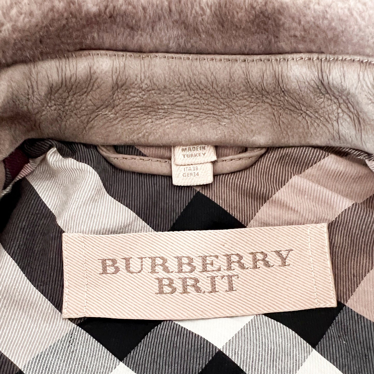 Burberry Brit Jacket 100% Lamb Suede Shearling Double Breasted Coat Jacket Size US 6