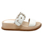 Chanel CC Logo Chain Detail White Leather Wooden Sole Mule Slip On Sandals